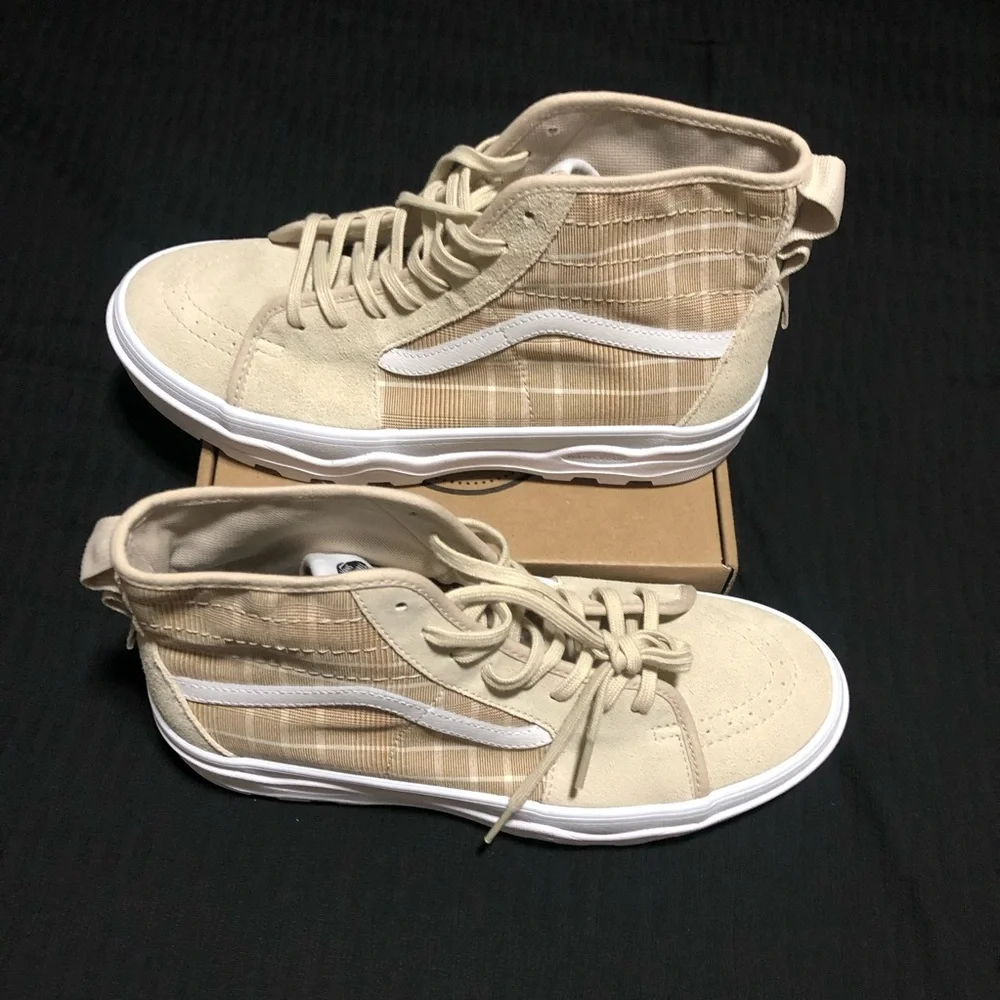 Vans-SK8-Hi-Sentry Waffle Cup-Plaid French Oak-UNISEX Shoes-Mens 9.5/Women 11
